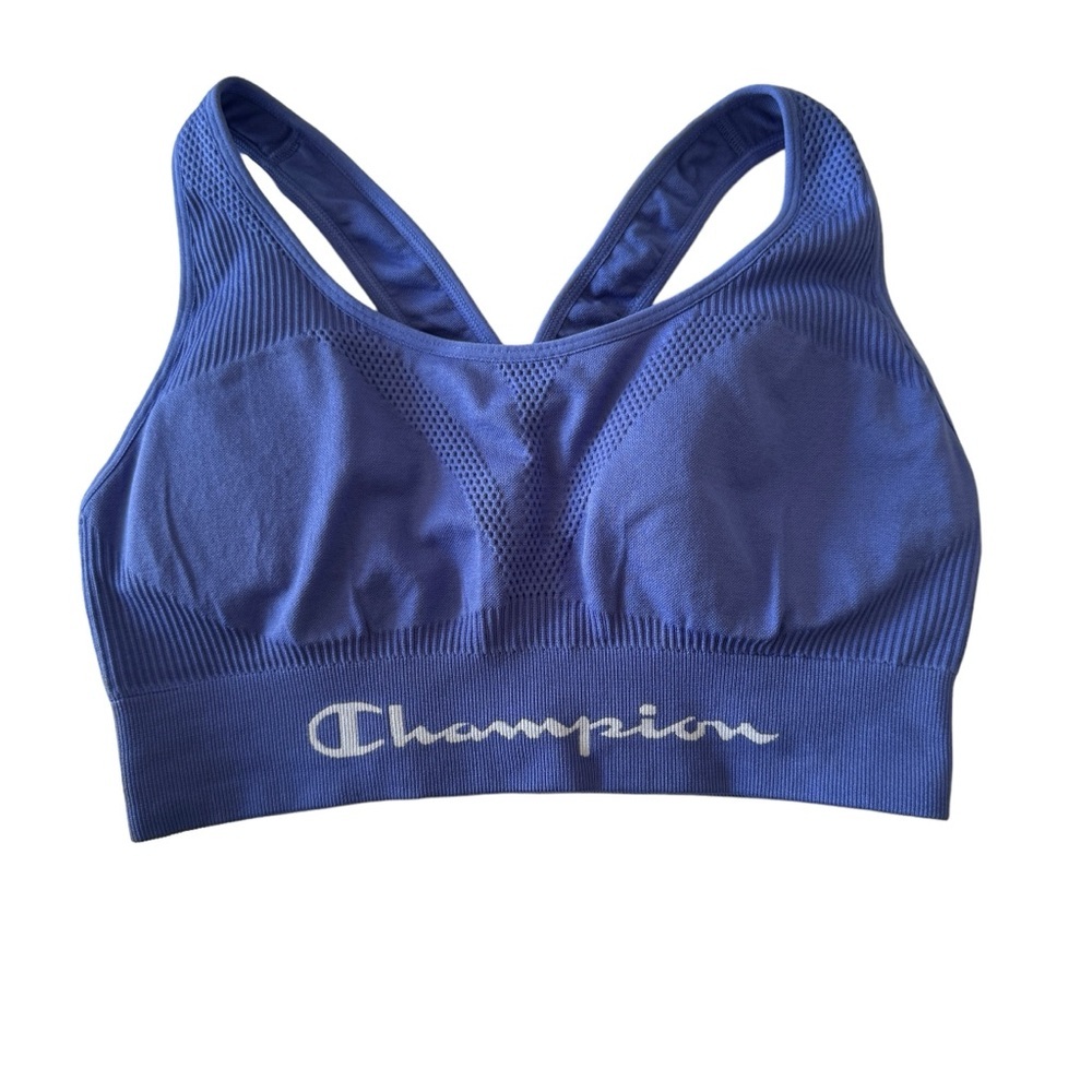 Champion Sports Bra Womens L Blue Seamless Racerback Mesh B5659 Activewear
